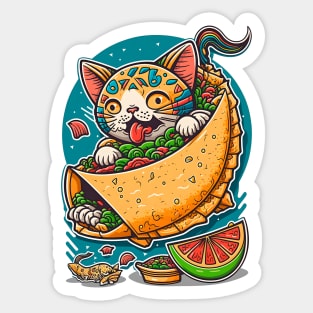 Magic Cat & Taco Cinco De Mayo Funny Cat Lover Mexican Food Sticker